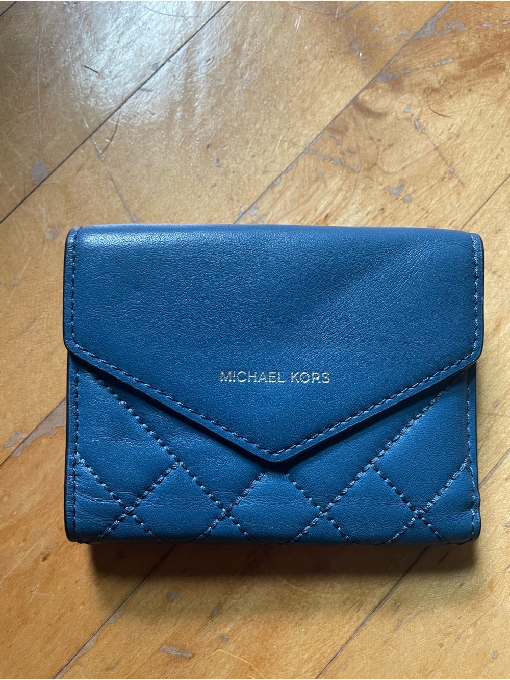 Michael Kors Teal Quilted Leather Envelope Wallet